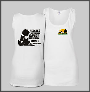 Ladies Vest Top, Rescue, Save, Love